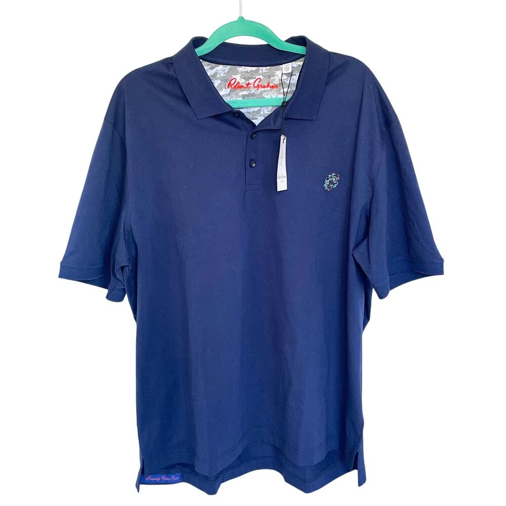 Robert Graham Stone Trail Golf Polo Navy Classic Fit Mens 3XL
